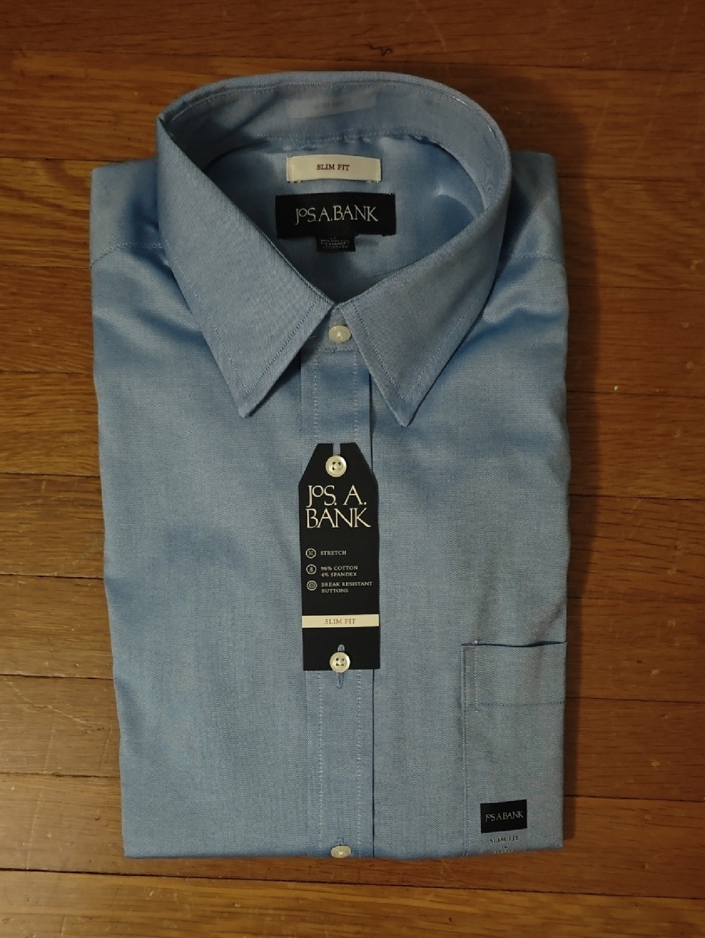 NWT Jos A Bank Mens 16 34 35 Light Blue Slim Fit Point Collar Dress Shirt